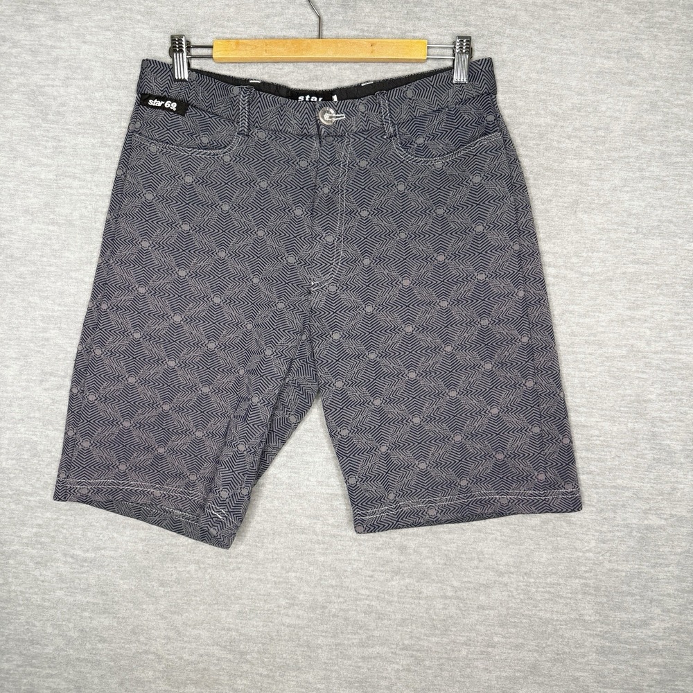 STAR 69 Vintage Shorts Blue Gray Unique Y2K Size Medium 32 Skater Streetwear 70s